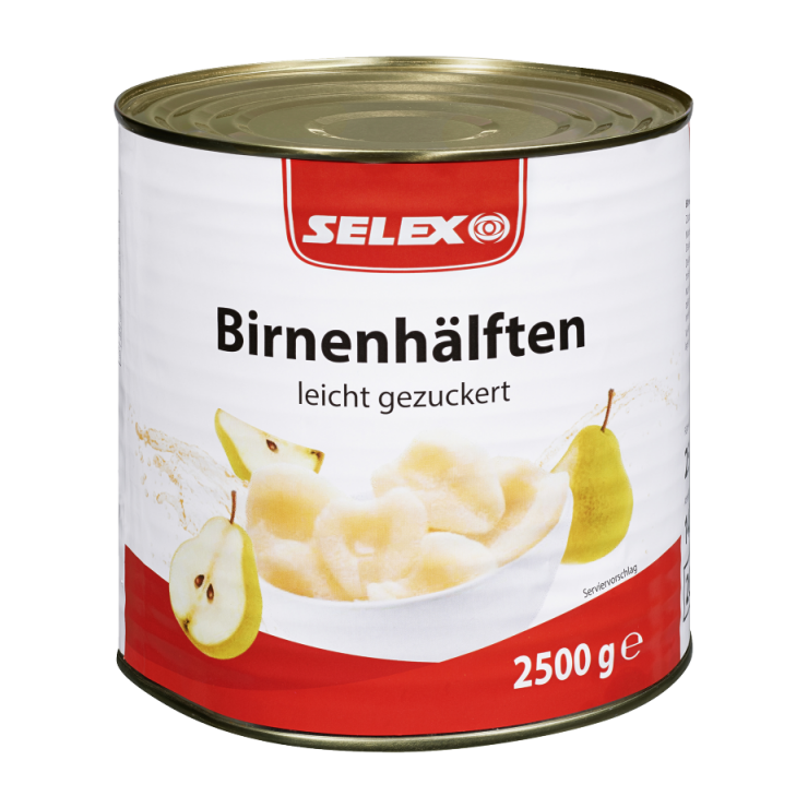 Selex Birnenhälften leicht gezuckert, 2500g