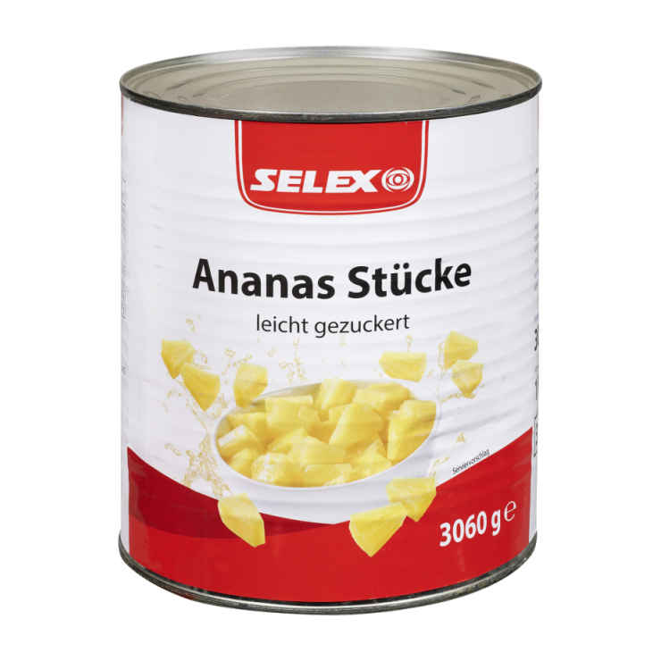 Selex Ananas Stücke, leicht gezuckert, 3060 g 