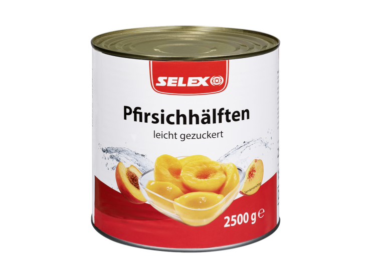 Selex Pfirsichhälften leicht gezuckert, 2500g