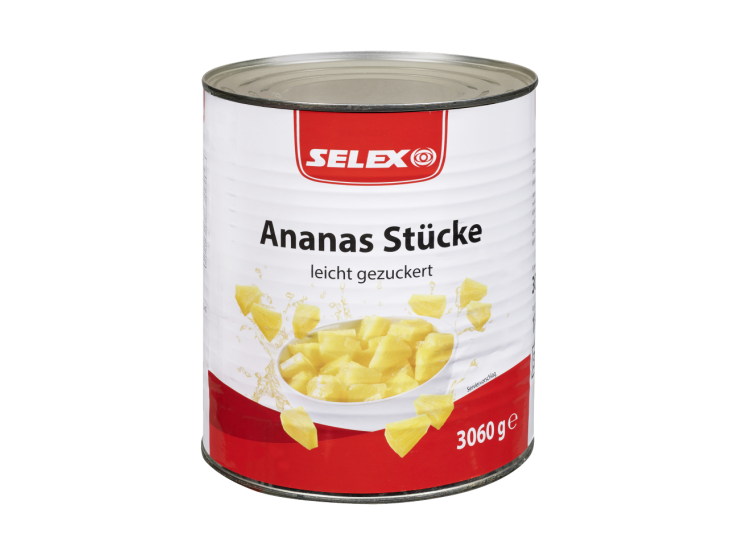 Selex Ananas Stücke, leicht gezuckert, 3060 g 